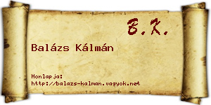 Balázs Kálmán névjegykártya